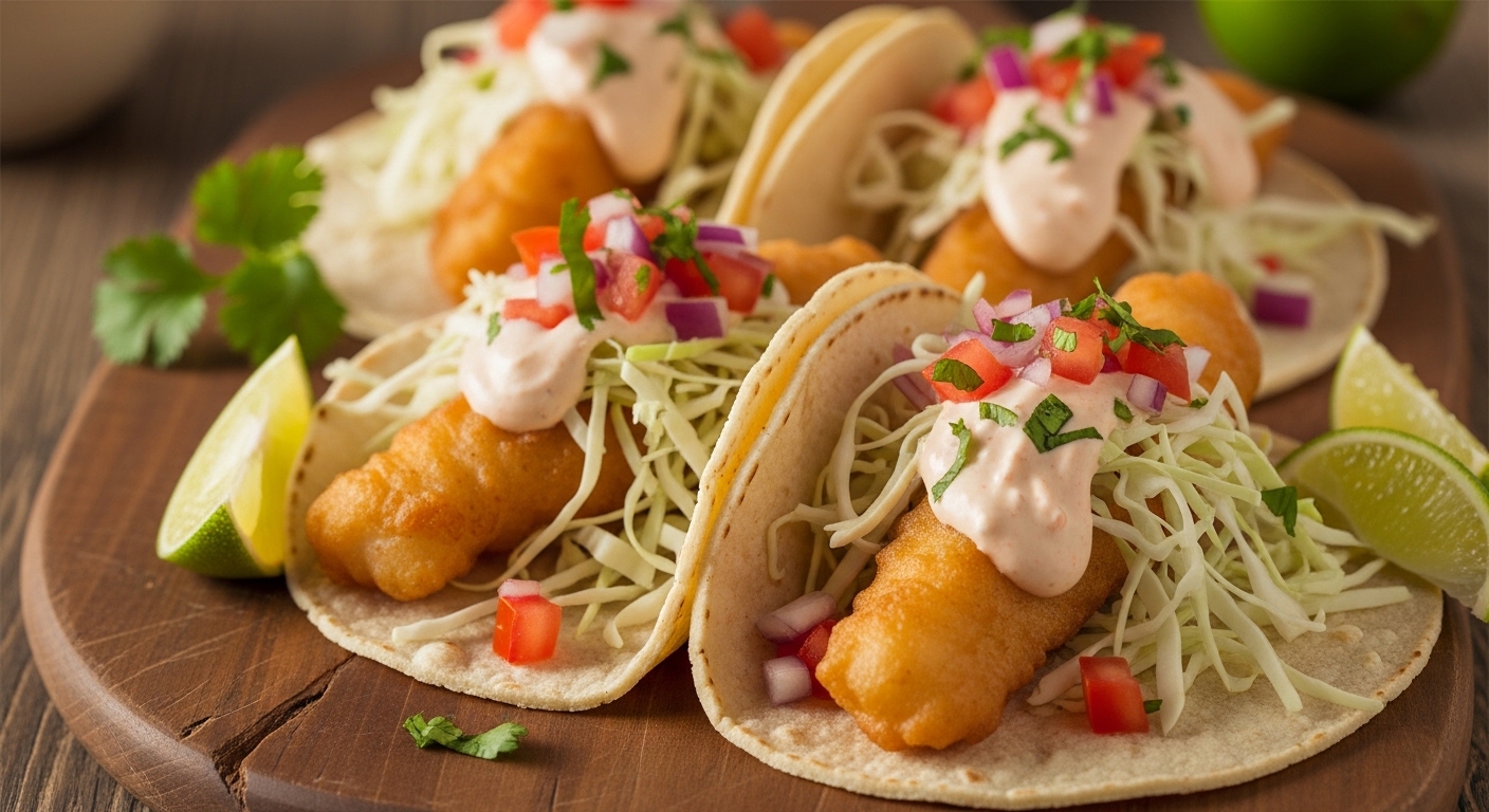 Crispy Baja-Style Fish Tacos with Chipotle Crema