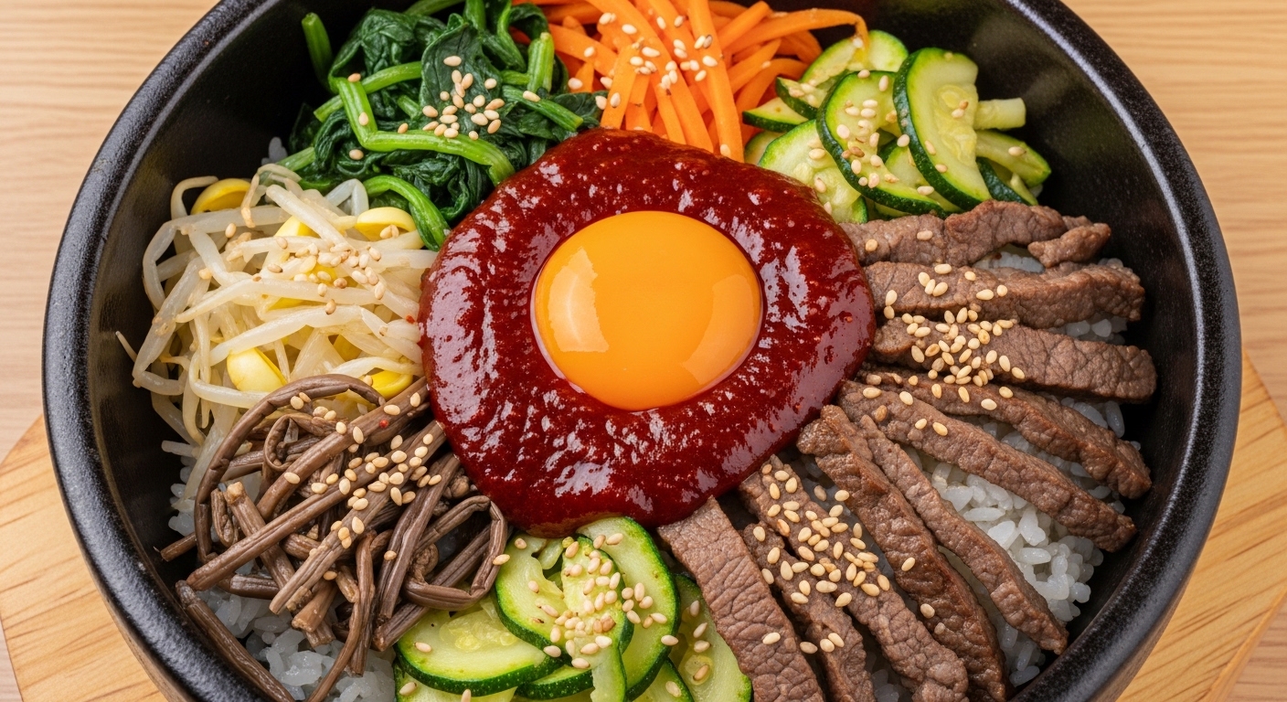 Korean Bibimbap Bowl with Gochujang Sauce